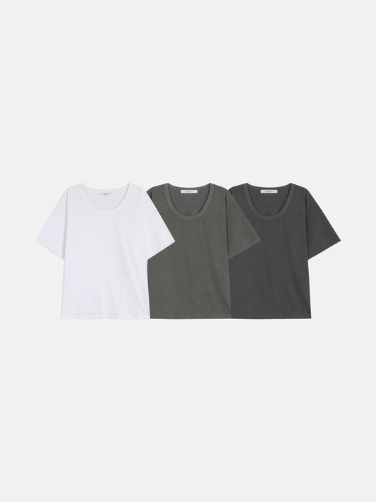 MAGNOLIA Washed Deep Crop U-Neck Tee(CHARCOAL,GREEN,WHITE) 商品画像2/16