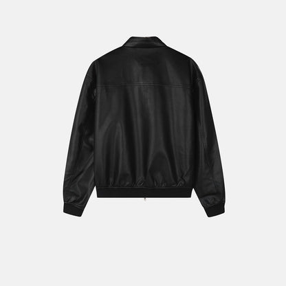 MAGNOLIA Washed Faux Leather Blouson(BLACK) 商品画像3/11