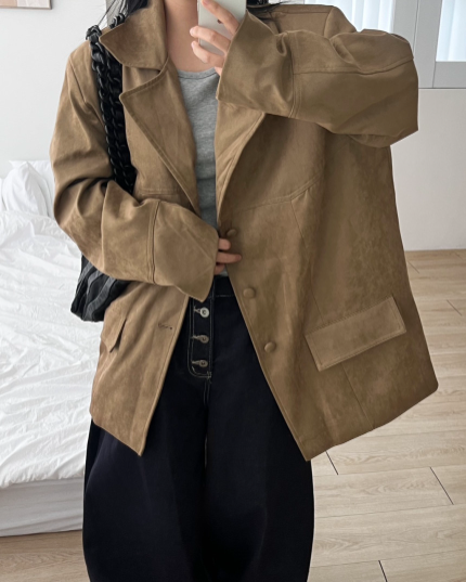 MAGNOLIA Western Suede Car Coat(BLACK,BEIGE) 商品画像2/16
