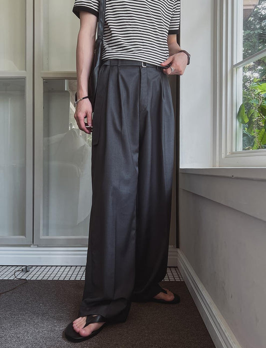 MAGNOLIA Wide Belted Slacks(BLACK,GRAY) 商品画像9/27