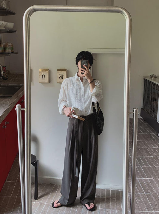 MAGNOLIA Wide Belted Slacks(BLACK,GRAY) 商品画像12/27