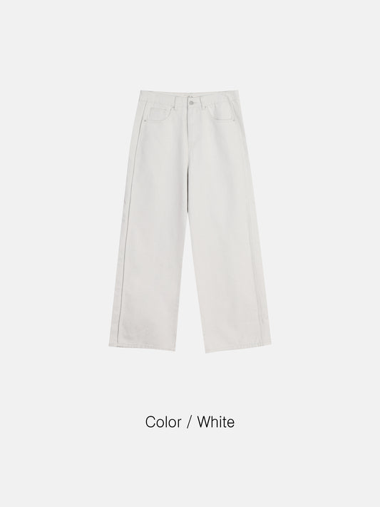 MAGNOLIA Wide Straight Denim Pants (2 Colors)(WHITE,BLACK) 商品画像2/15