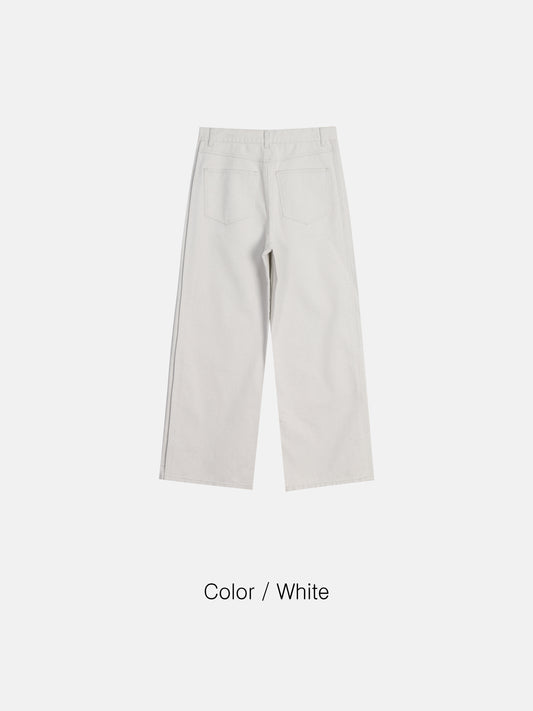 MAGNOLIA Wide Straight Denim Pants (2 Colors)(WHITE,BLACK) 商品画像3/15