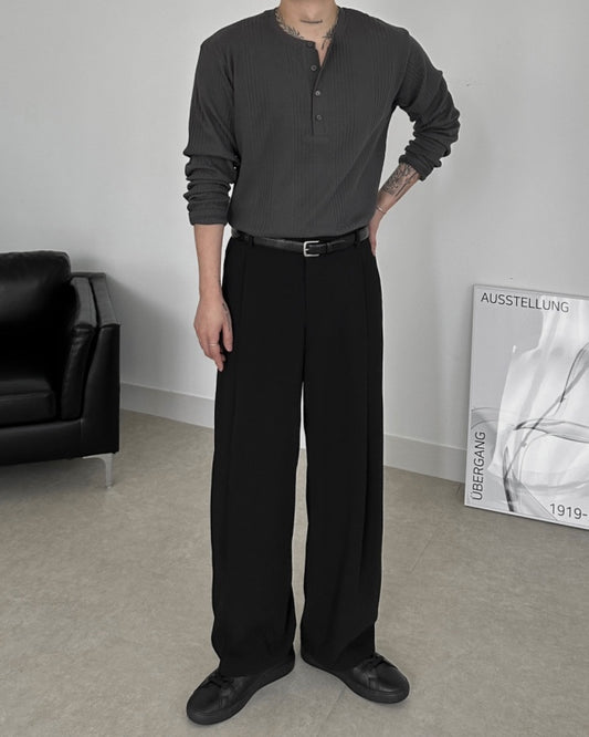 MAGNOLIA Wide Tuck Slacks(CHARCOAL,IVORY,BLACK) 商品画像3/30