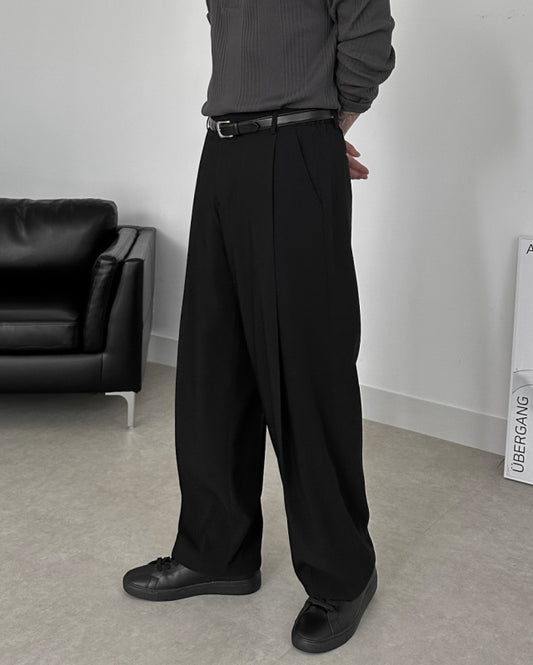 MAGNOLIA Wide Tuck Slacks(CHARCOAL,IVORY,BLACK) 商品画像4/30