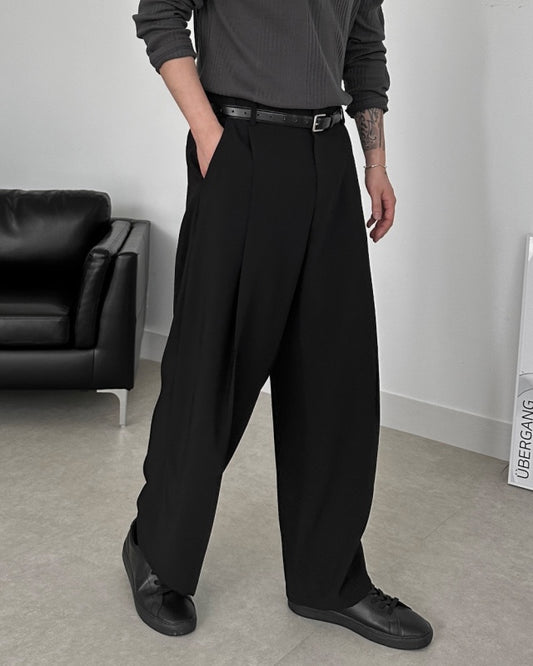 MAGNOLIA Wide Tuck Slacks(CHARCOAL,IVORY,BLACK) 商品画像5/30