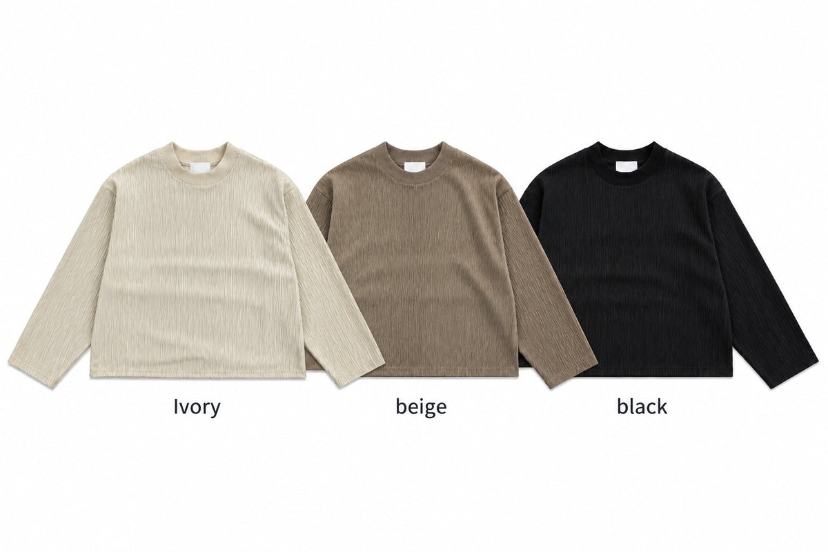 MAGNOLIA Wood Rib Crop Long Sleeve Tee(IVORY,BEIGE,BLACK) 商品画像1/9