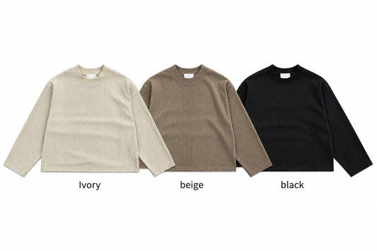 MAGNOLIA Wood Rib Crop Long Sleeve Tee(IVORY,BEIGE,BLACK) 商品画像1/9