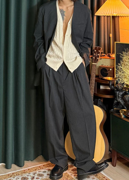 MAGNOLIA Youth Pinstripe No-Collar Jacket 韓国メンズファッション 02