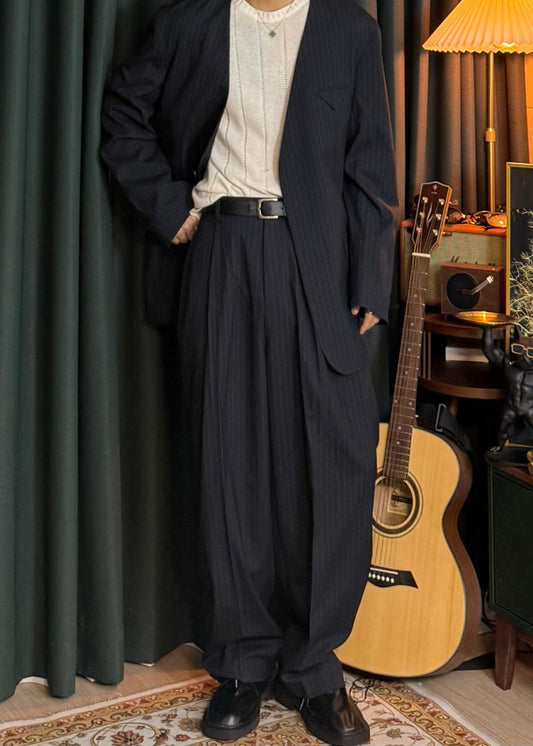 MAGNOLIA Youth Pinstripe No-Collar Jacket 韓国メンズファッション 04