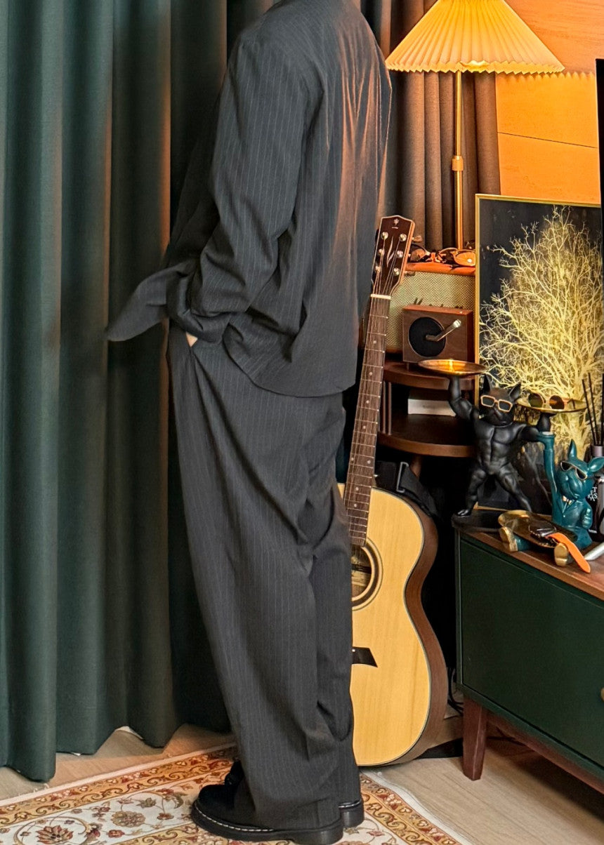 MAGNOLIA Youth Pinstripe No-Collar Jacket 韓国メンズファッション 07