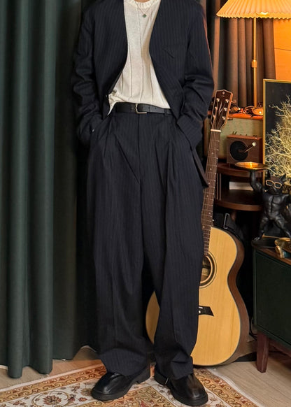 MAGNOLIA Youth Pinstripe No-Collar Jacket 韓国メンズファッション 14