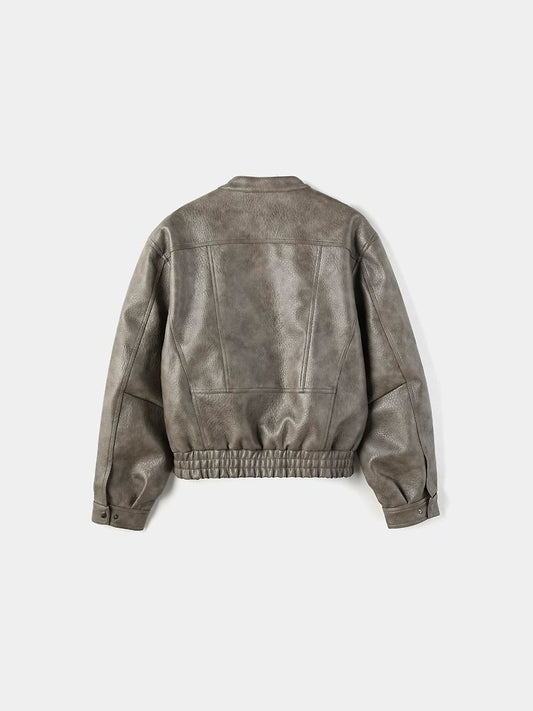 Zip Sporty Biker Jacket Gray