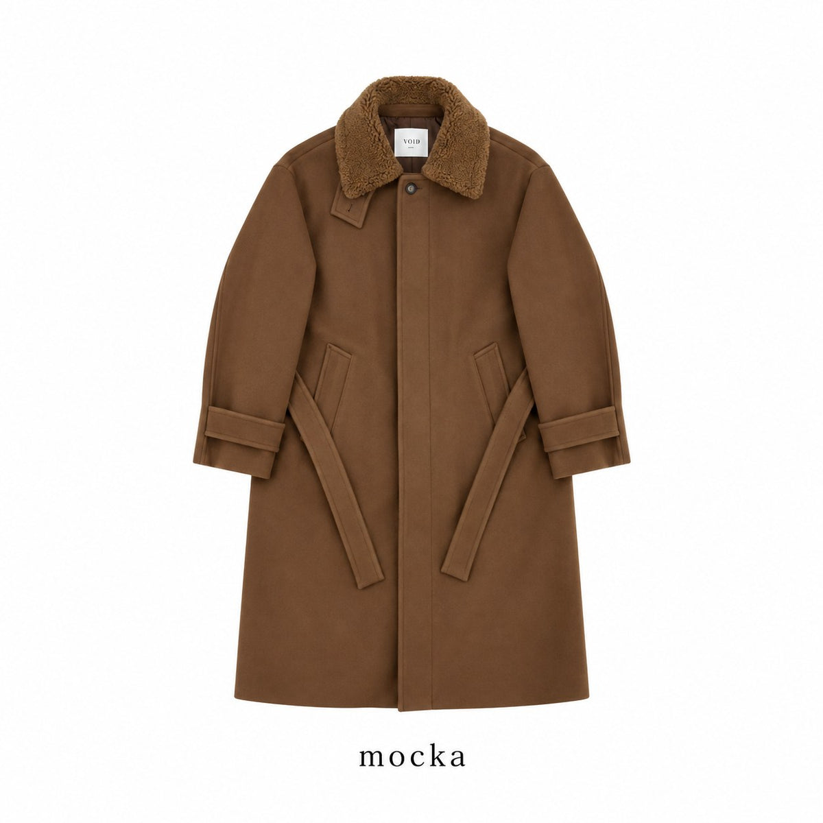 Boa Collar Belted Mac Coat