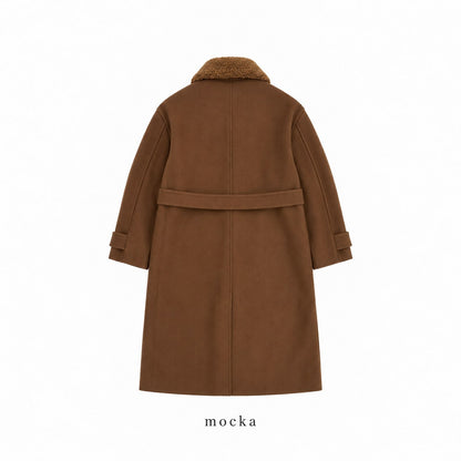 Boa Collar Belted Mac Coat