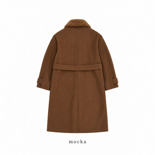 Boa Collar Belted Mac Coat
