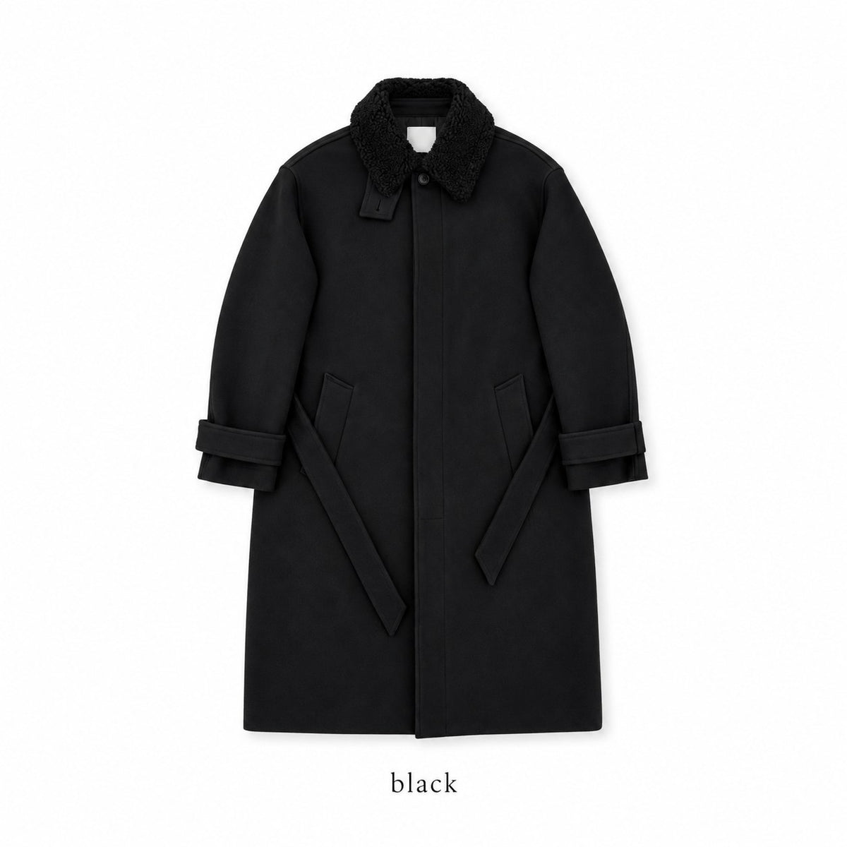 Boa Collar Belted Mac Coat