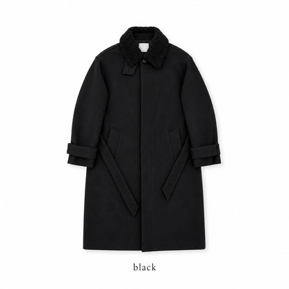 Boa Collar Belted Mac Coat