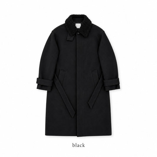 Boa Collar Belted Mac Coat