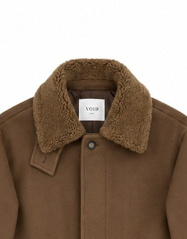 Boa Collar Belted Mac Coat