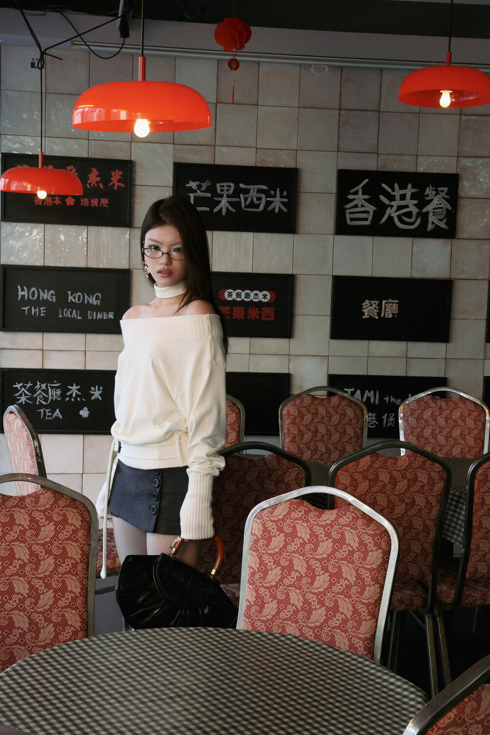 MIAE ボタン スカート グレー 着用｜韓国ミニマルファッション レディース