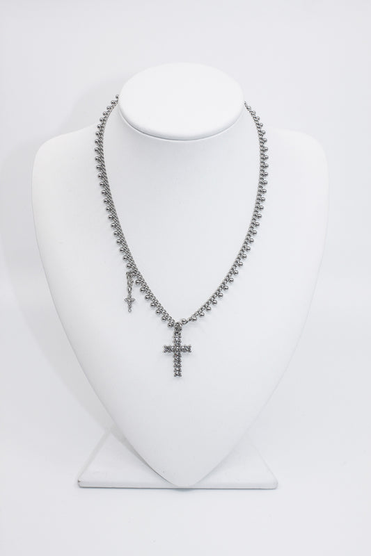 MIAE ドットクロス ネックレス 着用｜韓国ミニマルファッション アクセサリー レディース