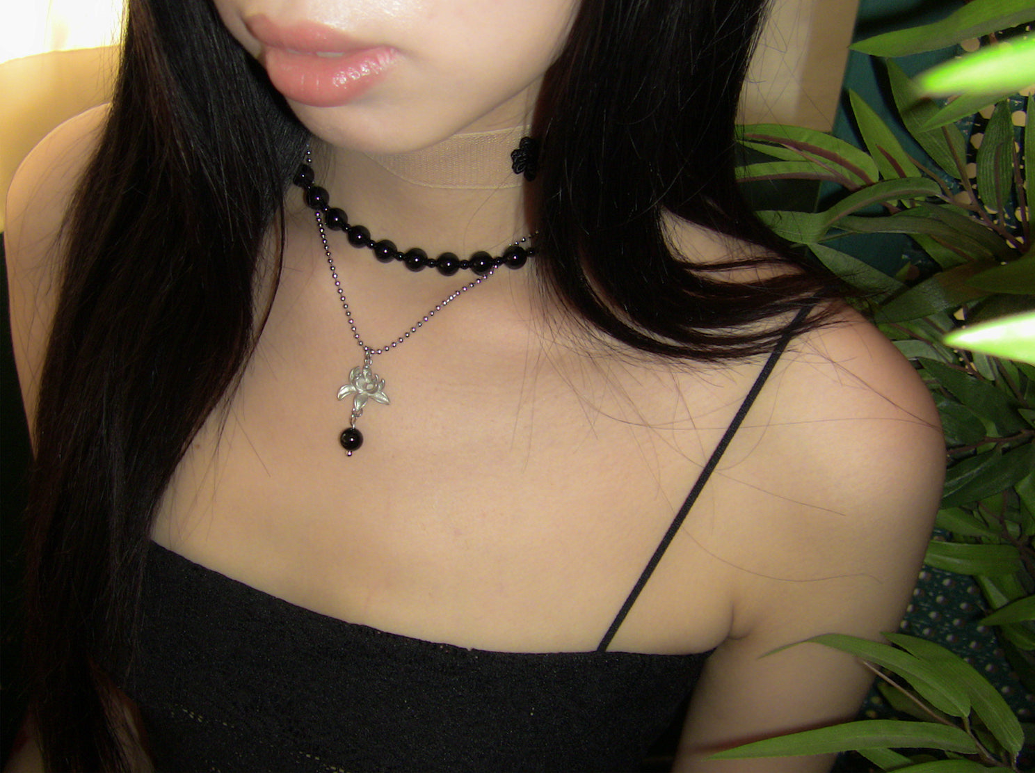 MIAE チェウノク ボールド チョーカー ブラック 着用｜シンプル おしゃれ 韓国 アクセサリー レディース