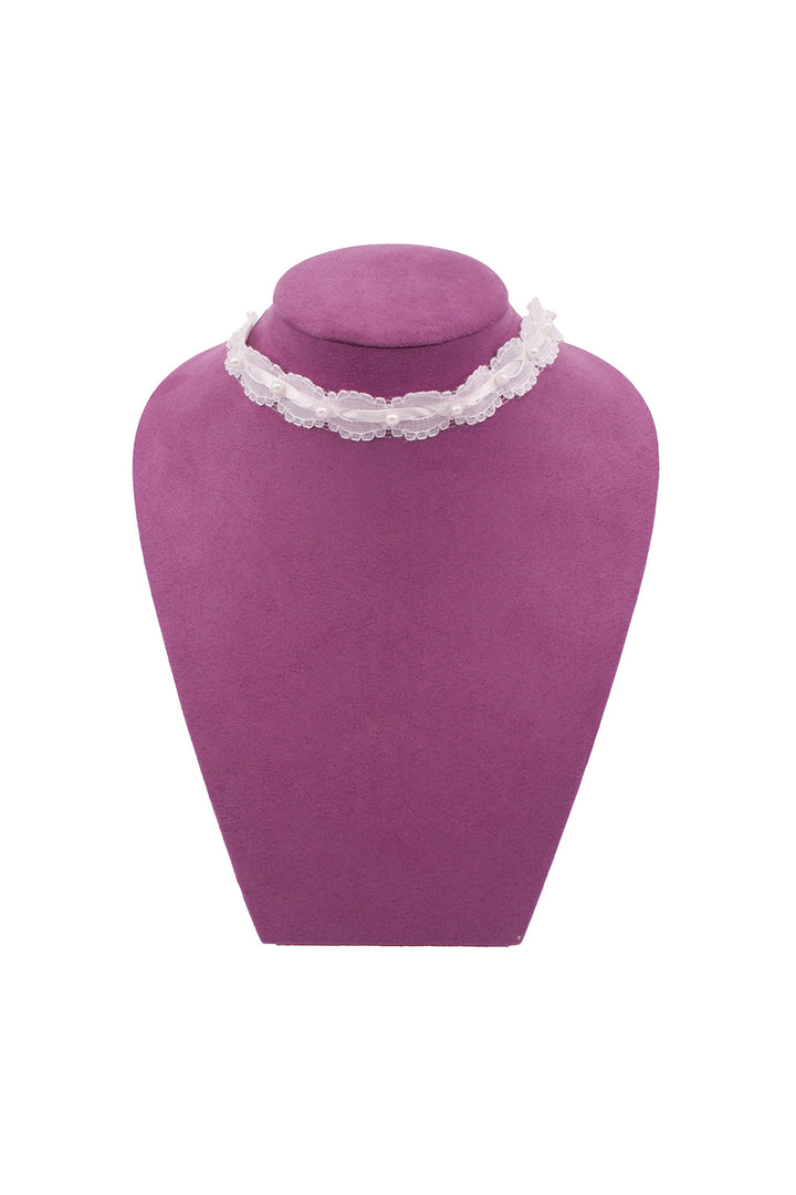 【MIAE ミエ】Me愛 - Pearl lace choker (WHITE)