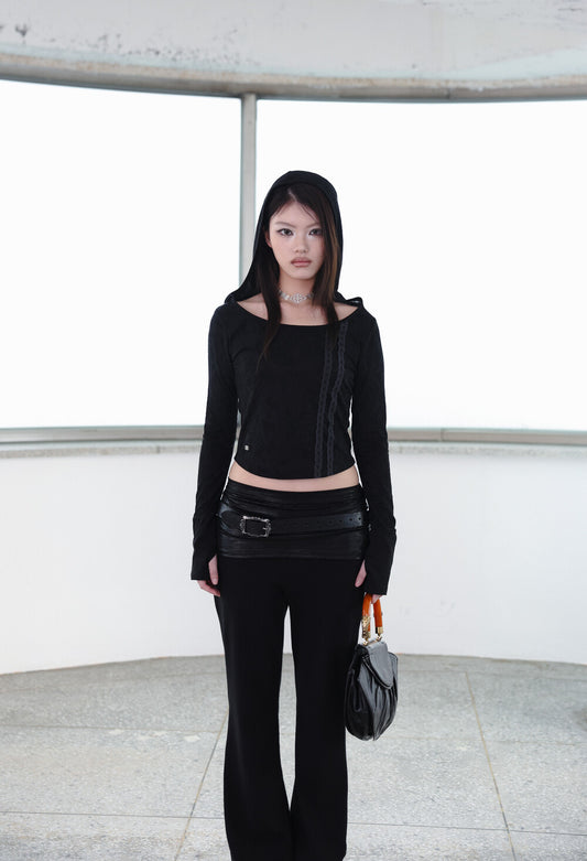 MIAE レザー ブーツカット パンツ ブラック デートコーデ｜デートコーデ 韓国 レディース