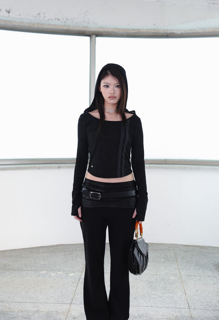 【MIAE ミエ】[ID] Layered Leather Bootcut Pants (Black)