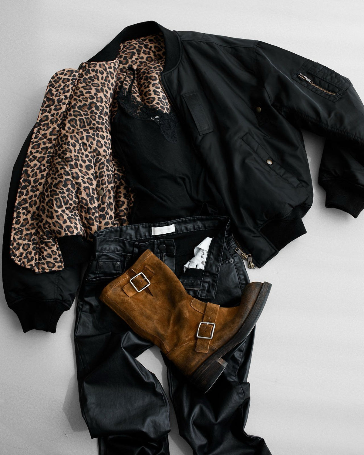 PAPERMOON ペーパームーン Leopard Print ナイロンボンバージャケット
