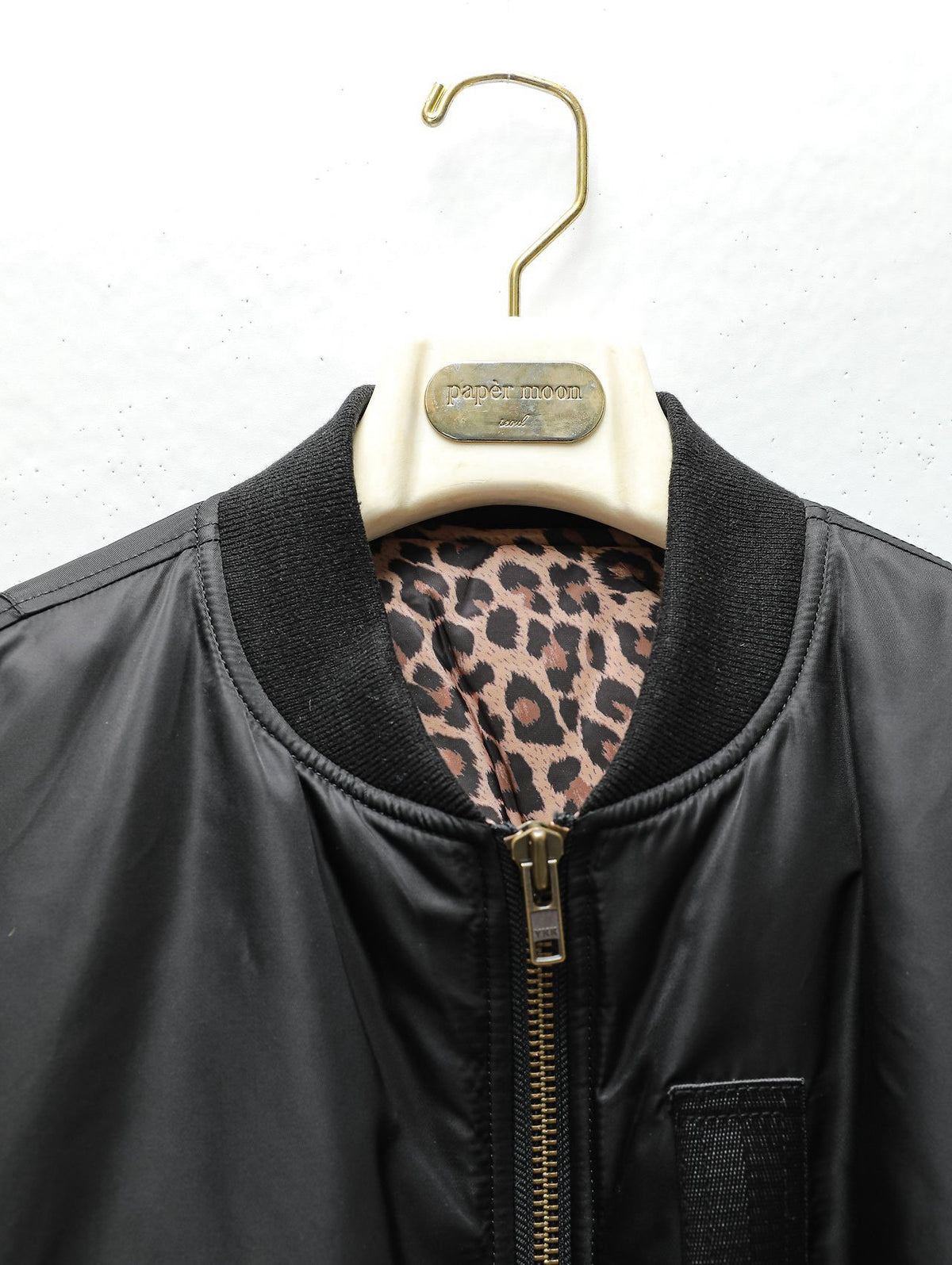 PAPERMOON ペーパームーン Reversible Leopard Print Nylon Bomber Jacket