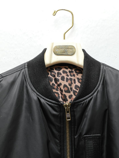 PAPERMOON ペーパームーン Reversible Leopard Print Nylon Bomber Jacket