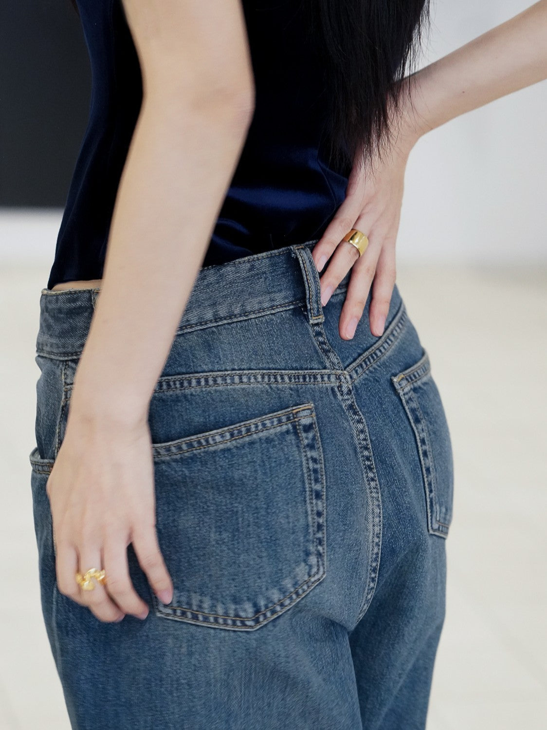 韓国アクセサリー レディース pinekim ゴールド シンプルリング