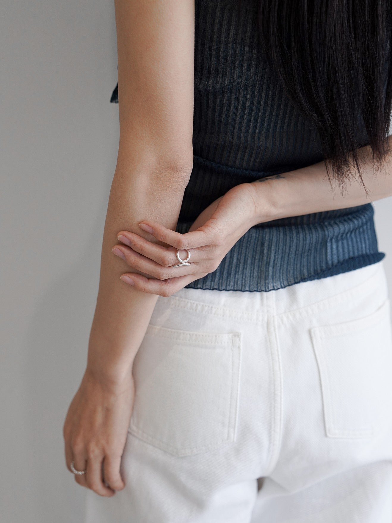 韓国アクセサリー レディース pinekim シルバー925 太めリング レディース