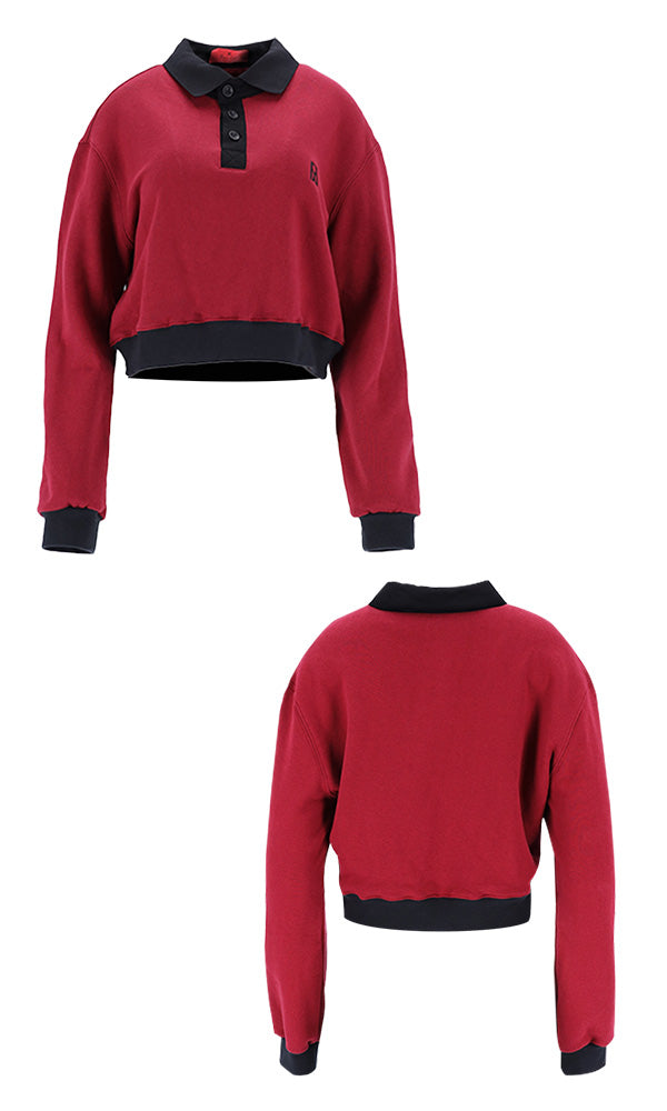 WooStore Reculer 韓国ブランド クロップドスウェット バーガンディ 通販 関税込 正規品