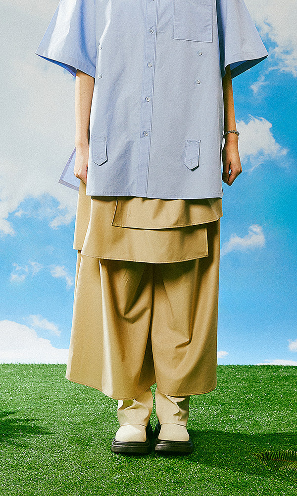 Reculer レキュリー ベーシックスカートパンツ ベージュ 正面 韓国ブランド 2024SS