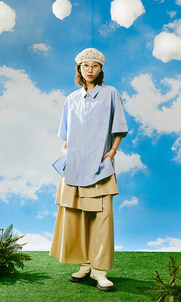 韓国デザイナーズブランド Reculer 2024SS ベーシックスカートパンツ ベージュ WooStore2024SS