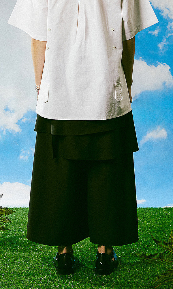 レキュリー ベーシックスカートパンツ ブラック バックスタイル 韓国クラシックコーデ 2024SS