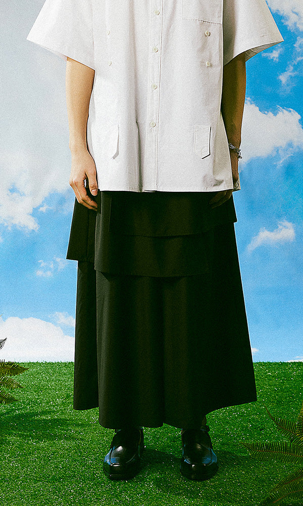 Reculer レキュリー ベーシックスカートパンツ ブラック 正面 韓国ブランド 2024SS