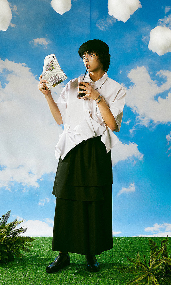 レキュリー ベーシックスカートパンツ ブラック スタイリング オールブラックコーデ 韓国クラシック