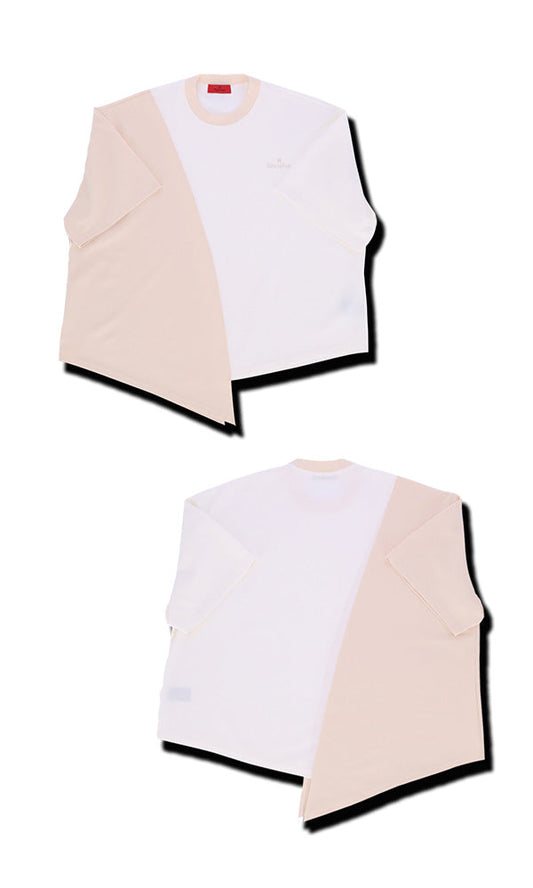 WooStore Reculer 韓国ブランド ハーフ＆ハーフ ロゴTシャツ アイボリー 通販 関税込 正規品