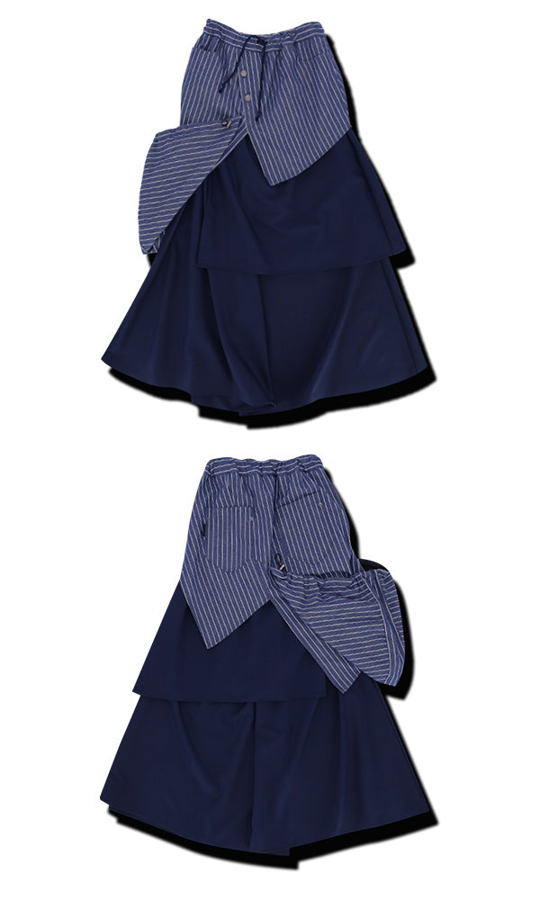 WooStore Reculer 韓国ブランド ストライプデニムスカートパンツ ネイビー 通販 関税込 正規品