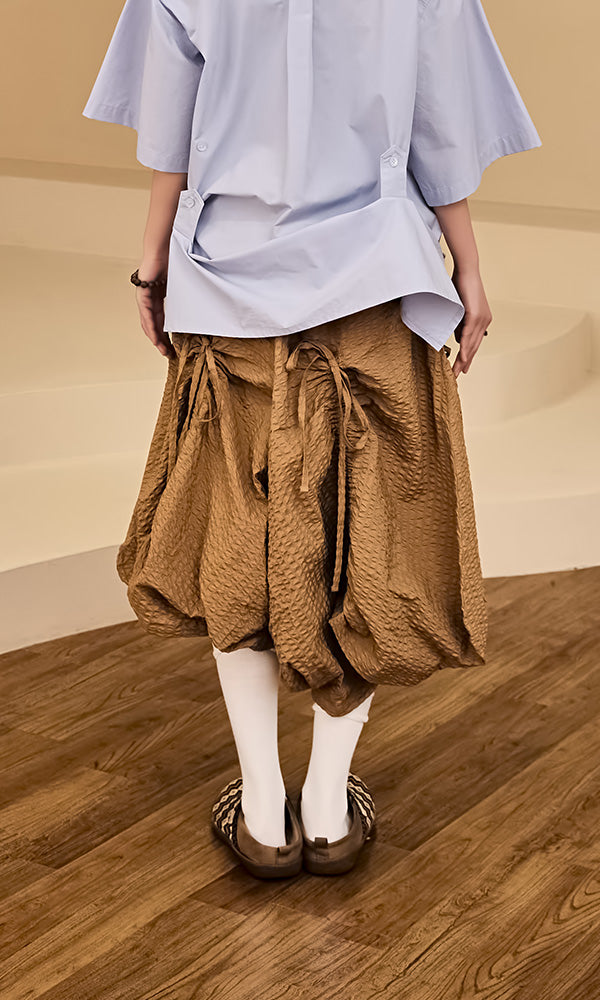【Reculer レキュリー2025SS】Shirring Skirt Pants Brown