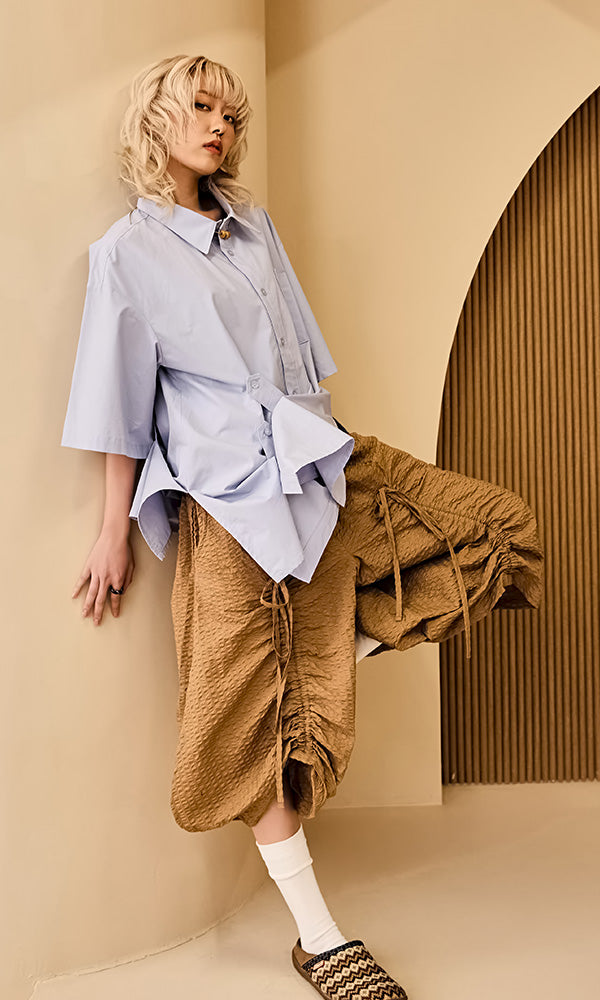 韓国デザイナーズブランド Reculer 2025SS スカートパンツ ブラウン WooStore