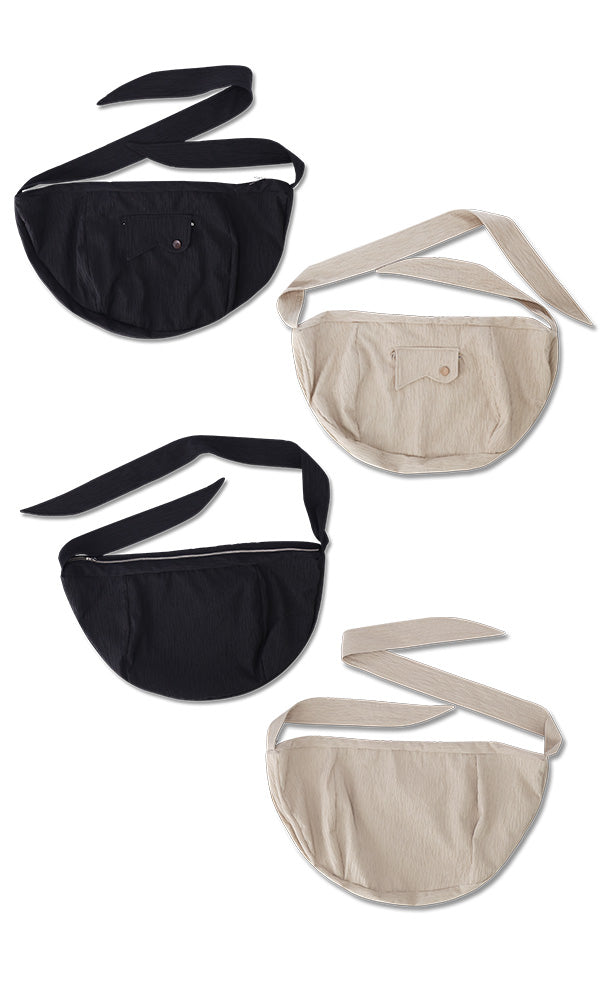 Reculer レキュリー リンクルクロスバッグ 平置き ブラック ベージュ 2色