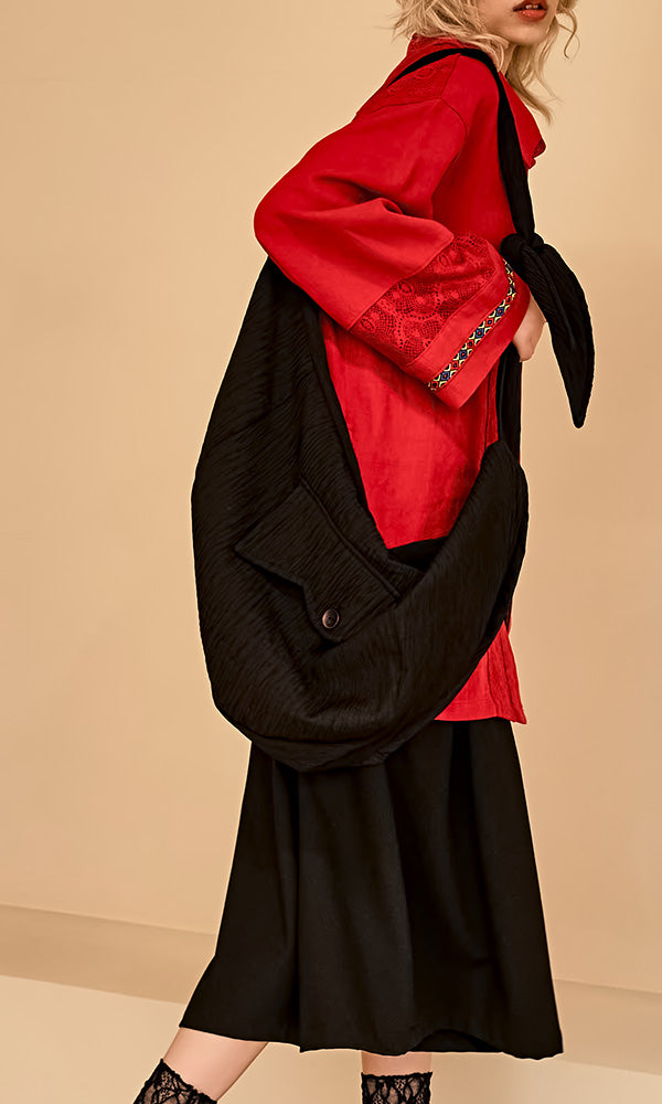 レキュリー クロスバッグ ブラック サイドビュー 韓国ファッション バッグ