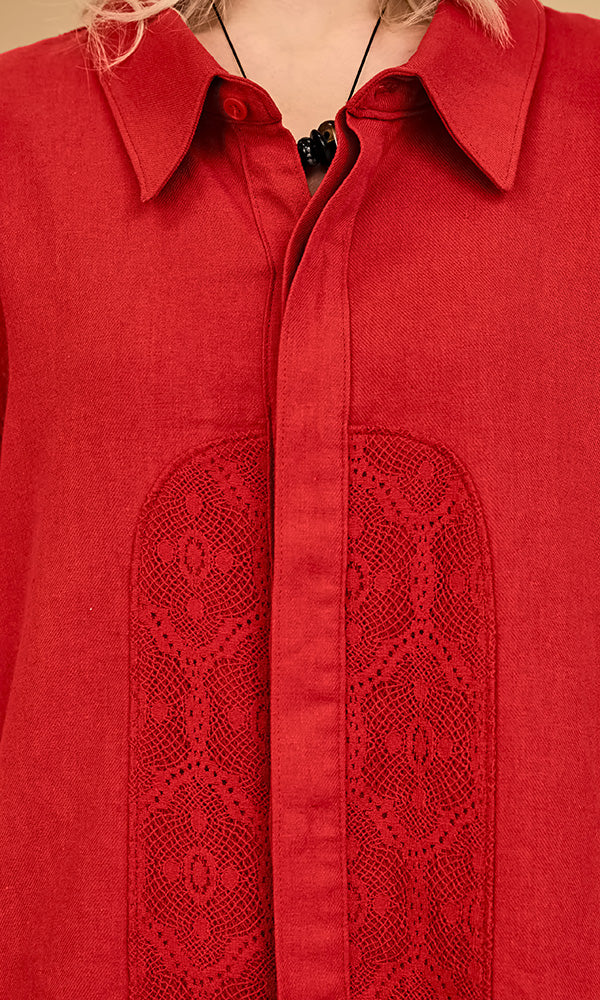 Reculer レースシャツ 首元レース ディテール クローズアップ 韓国ファッション