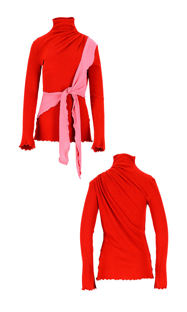 レイヤードが楽しい韓国ファッション コーデ向けドレープT