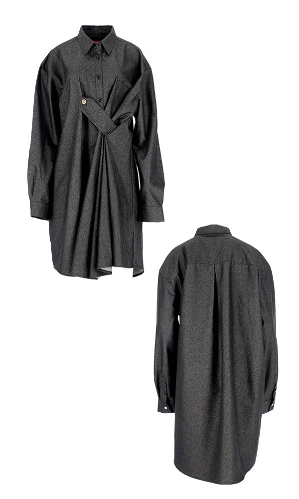 ユニセックスに着られる韓国 ファッション ユニセックスロングシャツ